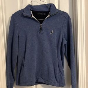 Men’s Nautical Blue 1/4 Zip Sweater, Size Medium